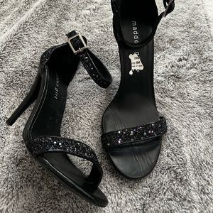 Strappy Heels in Black Multi Glitter